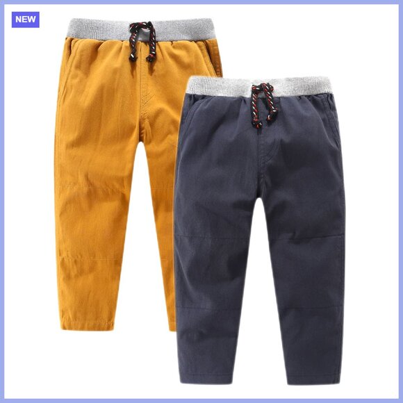 Toddler Boy's 2pk Cotton Pull-on Pants Loose Fit High Rise